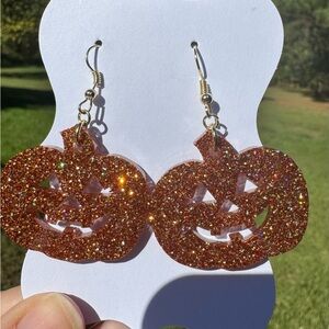 Glittery Pumpkin Earrings